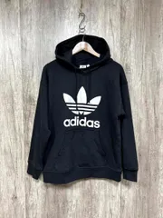 adidas originals アディダスオリジナルス ビッグロゴ プルオーバー パーカー sizeM/黒 ◆■ レディース
