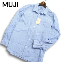 【新品 未使用】 MUJI 無印良品 通年★ 洗いざらしブロード 長袖 ストライプ シャツ Sz.XL メンズ 大きいサイズ