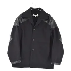 Martin Margiela 10 (マルタンマルジェラ) 21AW Leather Wool Jacket レザー切り替え ウール ジャケット ブラック S50AM0520 S44024のサムネイル