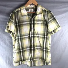 ディーゼル DIESEL シャツ チェック 半袖 ワッペン付き コットン100％ グリーン系 イエロー系 Lサイズ 943267