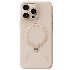 【新型ゼンマイ式 ・高級ミルクティー】TORRAS iPhone 16 Pro 用 ケース ゼンマイ式スタンド縦横両対応 リング マグネット搭載 MagSafe対応 ワイヤレス充電対応 米軍規格耐衝撃 指紋防止 黄変防止 マグセーフ対応 6.3インチ「Osta