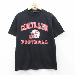 M/古着 半袖 ビンテージ Tシャツ メンズ 90s コートランド フットボール コットン クルーネック 黒 ブラック 25sep01 中古