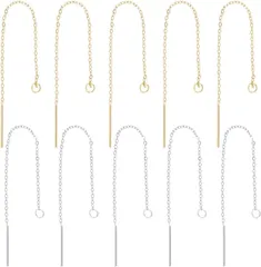 UNICRAFTALE 20本 10ペア 2色 90-94mm ロングダングルドロップピアス チェーンピアス ステンレス スレッドイヤリング スレッダーバー ワイヤースレッド チャームタッセルチェーン イヤーライン ピアスパーツ( シルバー)