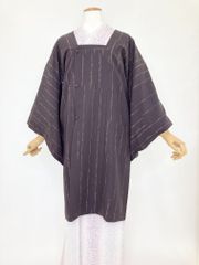 道行【新品】袷 対応身長:152cm前後 こげ茶 雨縞 109-0010