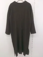 ◇ LOWRYS FARM サイドスリット ハイネック 長袖 膝下丈 ニット ワンピース サイズ F ダークブラウン レディース  【中古】 【1203310007182】