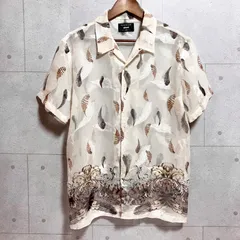 glamb グラム Longley SH ロングリーシャツ ダブルレイヤードシャツ フェザー ジャガード シアー シースルー 半袖 トップス M ホワイト 白 メンズ SG296-35