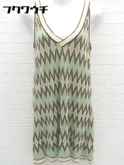 ◇ Adam et Rope アダム エ ロペ 総柄 ノースリーブ 膝丈 ニットワンピース サイズ38 ライトグリーン ブラウン レディース 【中古】 【1002800922321】