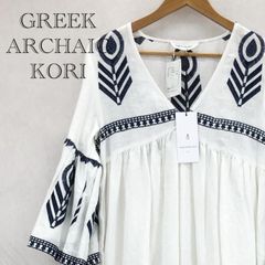 GREEK ARCHAIC KORI 刺繍 ワンピース 3626-343-2926-0330 S ホワイト ギリシャ製 ユナイテッドアローズ レディース