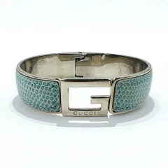 Gucci　グッチ　Gロゴ　メタル　レザー　バングル　シルバー リザード Gucci グッチ Gロゴ メタル レザー バングル シルバー リザード