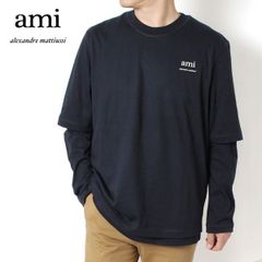 25SSモデル アミ アレクサンドル マテュッシ AMI Alexandre Mattiussi メンズ レイヤードデザイン 長袖Tシャツ【4011 NAVY】 HTS248.JE0119 4011/【2025SS】