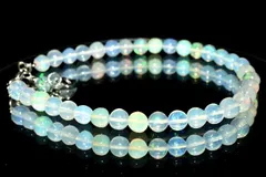 【１点物】AAA+エチオピア産☆シルバー925 プレシャスオパール　4.5mm　アジャスター付き ブレスレット  パワーストーン 天然石 _M8843