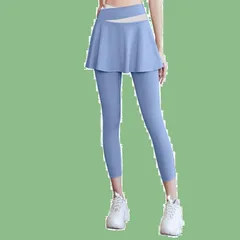 【在庫処分】スカート付き ヨガパンツ レギンス スコート Aライン 9分丈 スパッツ レディース 一体型 部屋着 ジム ヨガウェア フィットネス SKY] スポーツ テニス トレーニング ハイウエスト ストレッチ [MORGEN 美脚 通気 速乾 CK033