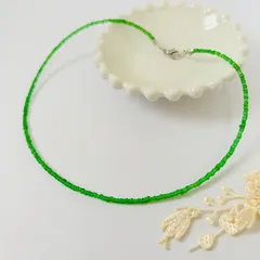 ジャワビーズ　シンプルネックレス　グリーン