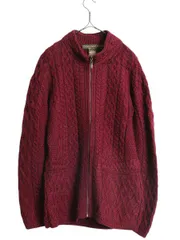 【お得なクーポン配布中!】 90s アイルランド製 INIS CRAFTS フルジップ フィッシャーマン ニット セーター レディース L / オールド  メリノ ウール アラン ケーブル