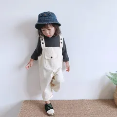 オーバーオール こども パンツ カジュアル デニム ロングパンツ ベージュ イエロー デニムサロペット 子供 ジュニア KIDS 子供服 ジーンズ デニム オールインワン パンツ サロペット 無地 カジュアル 女の子男の子 80cm mingyu01