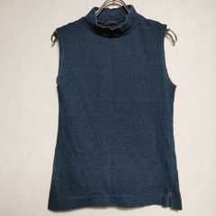 45R/45rpm モックネック インディゴ 藍染め ノースリーブ Ｔシャツ カットソー ネイビー レディース フォーティーファイブアールピーエム【中古】4-0605S∞