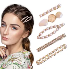 【5個セット】パールヘアピン 髪飾り ヘアピンセット 髪まとめピン キラキラピン 前髪 髪留め ヘアアクセサリー ぱっちん 可愛い おしゃれ 結婚式 卒業式 入学式 パーティ誕生日 記念日 バレンタインデープレゼント（5本セット）