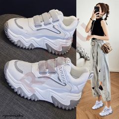 Babismery スニーカー グレー メッシュ 厚底 ストラップ - メルカリ