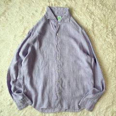 Finamore Napoli フィナモレ 美品 L/S リネン ホリゾンタル