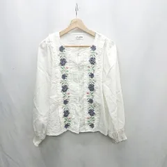 ◇ ⊂ paravion パラビオン 花柄刺繍 長袖 シャツ サイズF ホワイト系 レディース E 【1502030018363】