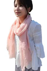 ストール　スカーフ マフラー 【Rastole】【スタイリスト監修】 大判 スカーフ 薄手 UVカット 99％ ガーゼ　サクラピンク