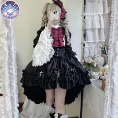 【新品・未使用】法式高級感ロリータ三点セット - コルセットウエストデザイン＆ふんわりスカート  ゴシック＆宮廷風ドールスタイル