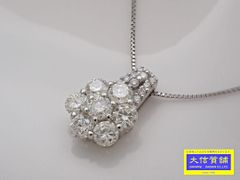 Pt850 プラチナ ベネチアチェーン ダイヤ ペンダント ネックレス 2.00ct 45cm 5.5g 中古A-【中古】【大信質舗】【質屋出店】管理番号：C-8937