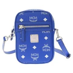 MCM (エム シー エム) Crossbody Bag Visetos Small Surf The Web プレートロゴ レザーショルダーバッグ ブルーのサムネイル