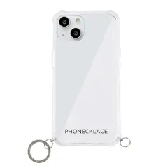 PHONECKLACE iPhone 13 ケース ストラップ用リング付き クリア [ TPUとポリカーボネートのハイブリッド ストラップホール 耐衝撃 密着痕防止 ワイヤレス充電 ] シルバーチャーム PN21598i13SV【国内正規品】
