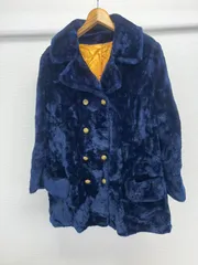 ノーブランド ファーコート ネイビー ヴィンテージ メンズ レディース 古着