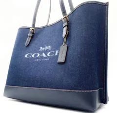 極美品<!-利用不可文字-!>COACH コーチ トートバッグ ショルダーバッグ ワンショルダーバッグ ハンドバッグ 2way デニム 肩掛け チャーム ロゴ型押し 大容量 レザー