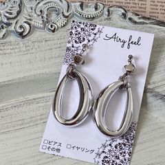 シルバーフープバロックイヤリング　大人モードリングシンプル　かっこいいシルバー軽い