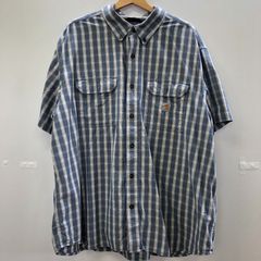 Carhartt カーハート 半袖シャツ ボタンダウンシャツ ワンポイントロゴ オーバーサイズ チェック柄 インド製 メンズ 2XL ブルー ホワイト