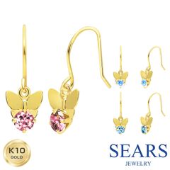 [シアーズ]  ピアス レディース K10 フックピアス 天然石 蝶 ロンドンブルートパーズ ピンクトルマリン ロイヤルブルームーンストーン 誕生日 プレゼント ゴールド ギフト ジュエリー