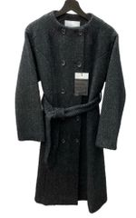 ボーダーズアットバルコニー BORDERS at BALCONY COLLARLESS JACKET COAT ノーカラー ロングコート ヘリンボーン 毛 ウール モヘヤ GRAY 炭 BD2121-3A-34 コート グレー SIZE36 104LT-121