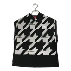 中古 レディース ニューバランスゴルフ New Balance golf ノースリーブ 0(S) 黒×白 ニット フード付き 千鳥柄