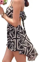 1/2style(ニブンノイチスタイル) 人気 2点 セット タンキニ 体型 カバー フレア ワンピース 水着 レディース( L)