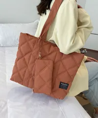 トートバッグ ポーチ付き キルティング A4対応 超軽量 大容量 シンプル おしゃれ 通勤 通学 肩掛け ママバッグ M250318-280