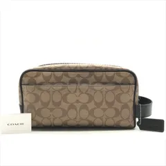 展示品 COACH コーチ シグネチャー クラッチ ハンド セカンド バッグ ポーチ ブラウン h629