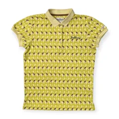 Jack Bunny!! ジャックバニー パーリーゲイツ バード柄 総柄 半袖 ポロシャツ 0 /レディース/ゴルフ/スポーツ/イエロー系