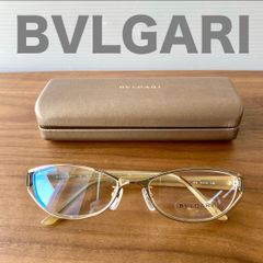 訳アリ！未使用 BVLGARI ブルガリ メガネフレーム ゴールド系 ゴールドフレーム 金縁 ホワイト系 高級感  上品デザイン 人気 レディース アイウェア ケース付き