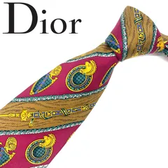 【在庫限り★ お値引き対応】良品✨Christian Dior 高級 ネクタイ シルク 100% 絹 総柄 ロゴ 剣先9cm レッド マルチカラー