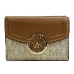 マイケルコース 35T0GFTP0B 財布 三つ折り財布 折り財布 コンパクト MKロゴ レザー ブラウン バニラ MICHAEL KORS レディース 美品 正規品 上品な印象 高級感あるデザイン