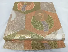 平和屋着物◎六通柄袋帯　亀甲鶴文　金糸　正絹　逸品　AAAG3442Bnf