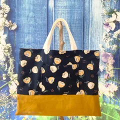 No.5キッズ　北欧風　花柄　レッスンバッグ　手さげ　キャンパス地