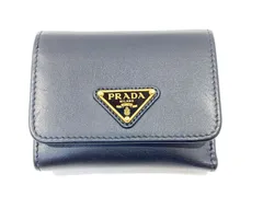 【七重浜85-5-070311nh】PRADA プラダ サフィアーノ トライアングルロゴ コンパクト財布 3つ折り財布【併売】【中古】【レディース】
