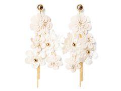 【amplis / アンプリス】Leather blossom pierce -White-  /  ピアス レザー フラワー