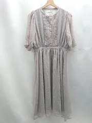 ◇ ⊂ RAY CASSIN レイカズン 花柄 半袖 ロング ワンピース サイズF グレージュ レディース E  【1503050002585】