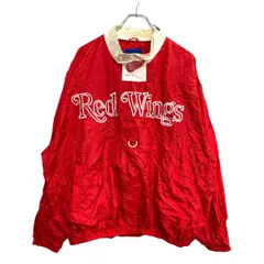 FANS ナイロン ジャケット XLサイズ サイドジップ プルオーバー レッド 古着卸 アメリカ仕入 t2411-3078