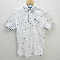G■ハーレー/Hurley 半袖ポロシャツ/鹿の子地 ヤシの木柄【M】白/men's/145【中古】■のサムネイル